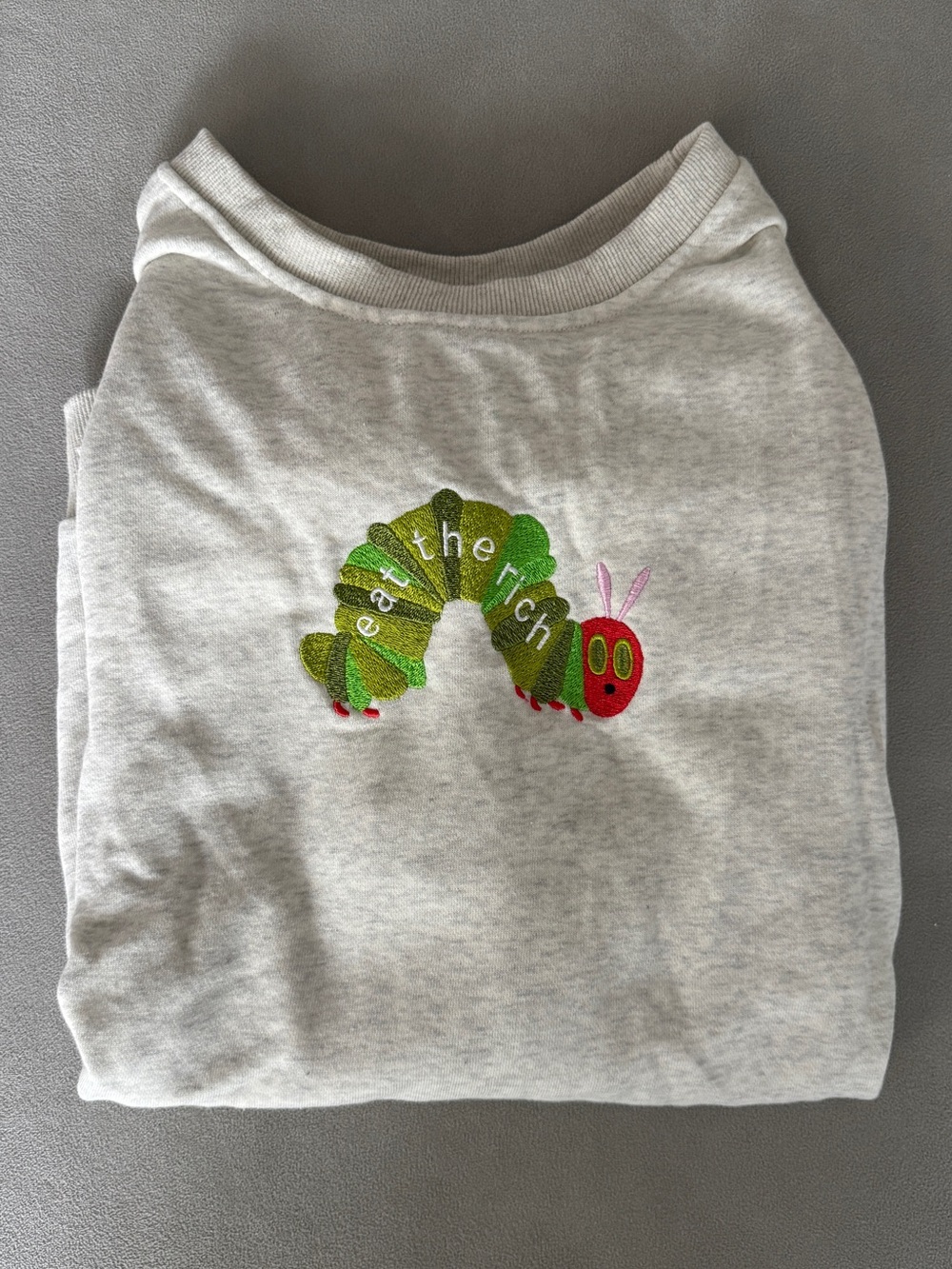 Gray Comfort Colors Sweatshirt with Hungry Caterpillar Eat the Rich Embroidery